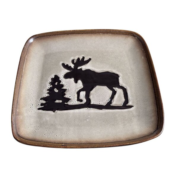 Homestudio Moose Square Dinner Plate Platter Woodland Replacement Dish 11.4" - Picture 1 of 4
